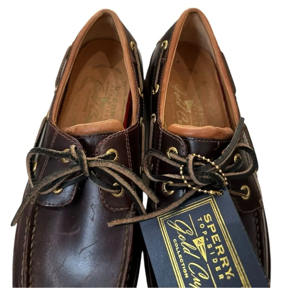 Sperry Top-Sider Men's Gold Boat ASV Amaretto Leather Loafers Boat Shoes 8.5